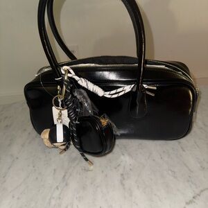 Brand New- Urban Expressions Black Patent Leather Baguette Handbag
